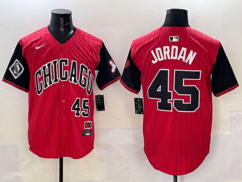 Men Chicago White Sox 45 Jordan Red Stripe Joint Name 2025 Nike MLB Jersey style 10